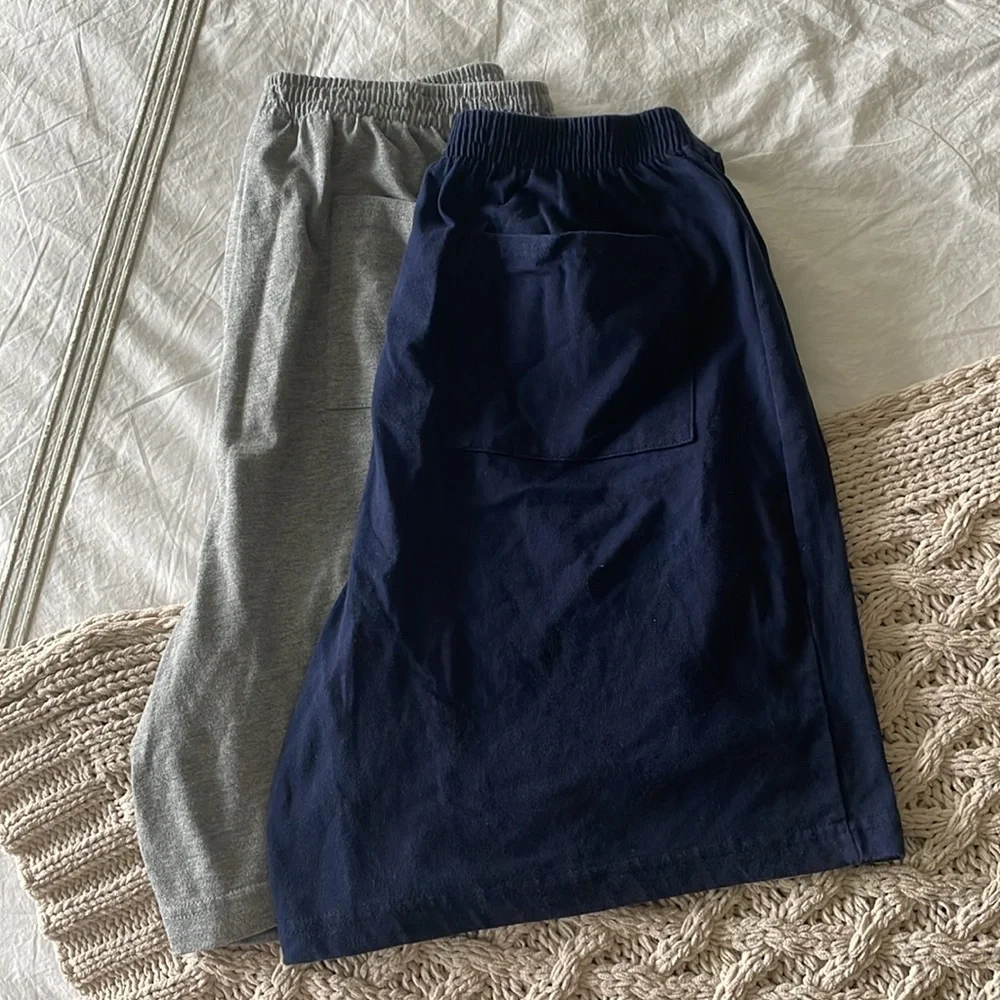Men’s Basic Editions Cotton Lounge Shorts Bundle Size Medium Navy and Gray - Picture 1 of 9